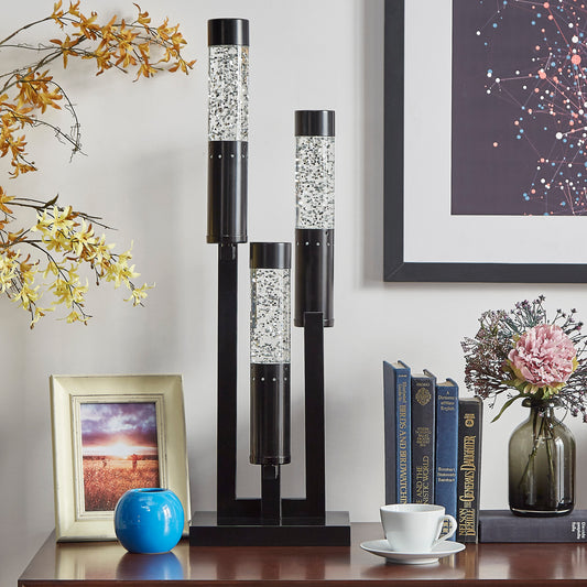 Luxurious Table Lamp 1pc Sparkling Decorative Designer Home Decor Table Lamp, 3 Water Dance Lights Black