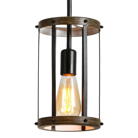 Vintage Rustic Pendant Light Metal Cage Pendant Lamps with Adjustable Length Farmhouse Caged Hanging Lamp for Kitchen Island Living Room Dining Room Entryway E26（1 Light）